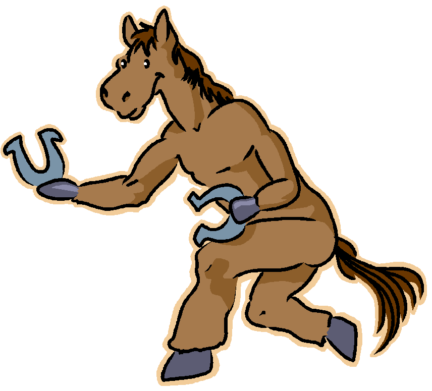 Clothesline Art - Horse Throwing A Horseshoe Clipart (845x754), Png Download