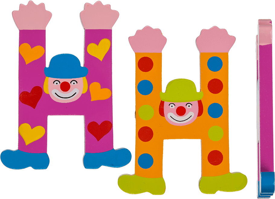Tatiri Crazy Clown Letter H ((purple) Hearts) Clipart (945x709), Png Download