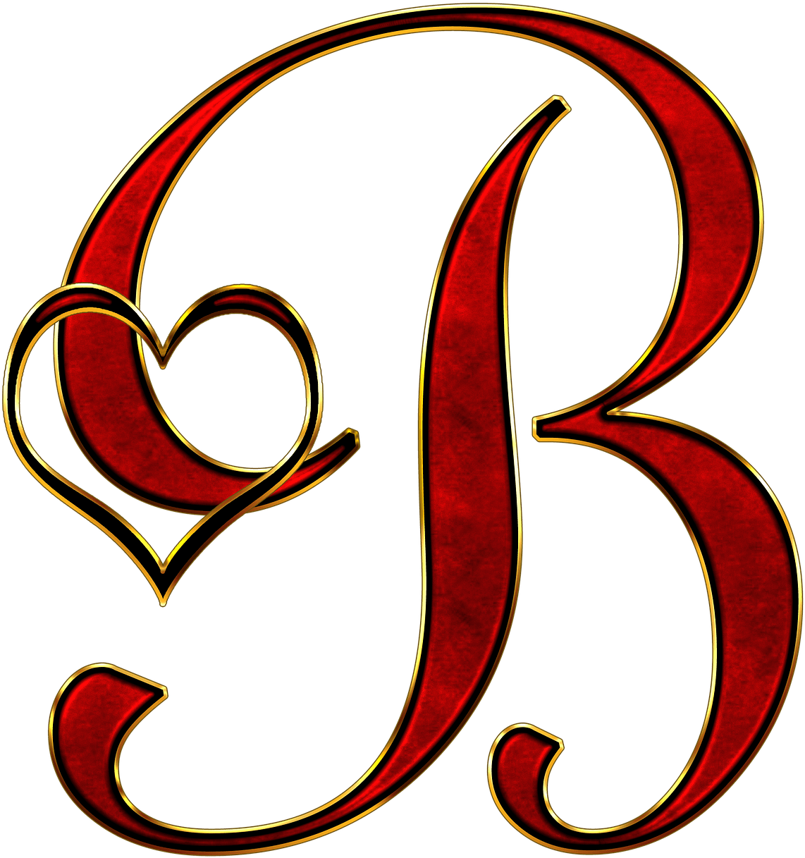 Valentine Capital Letter B - Elegantes Mit Monogramm Goldrote Schwarzer Runder Aufkleber Clipart (1217x1280), Png Download