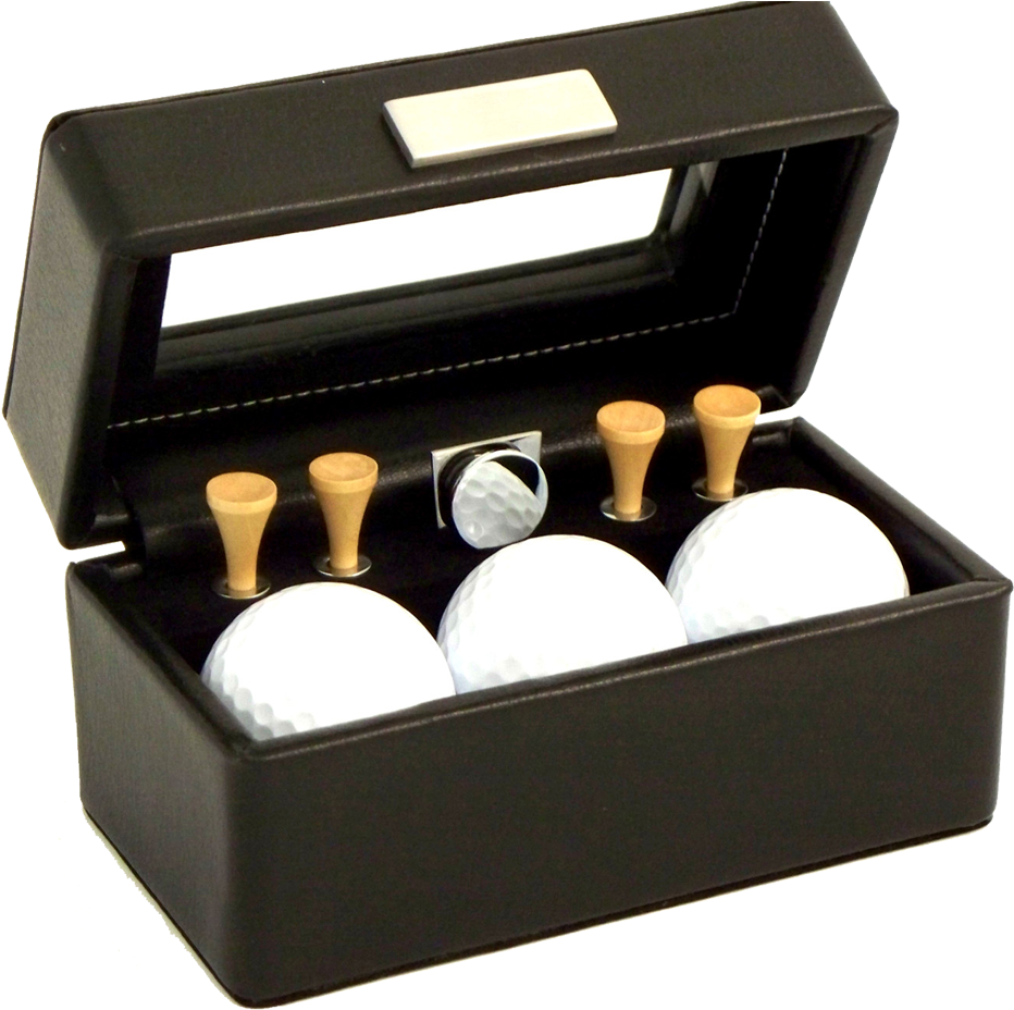 Golf - Leather Golf Accessories Set With Glass Top Display Clipart (1000x1500), Png Download