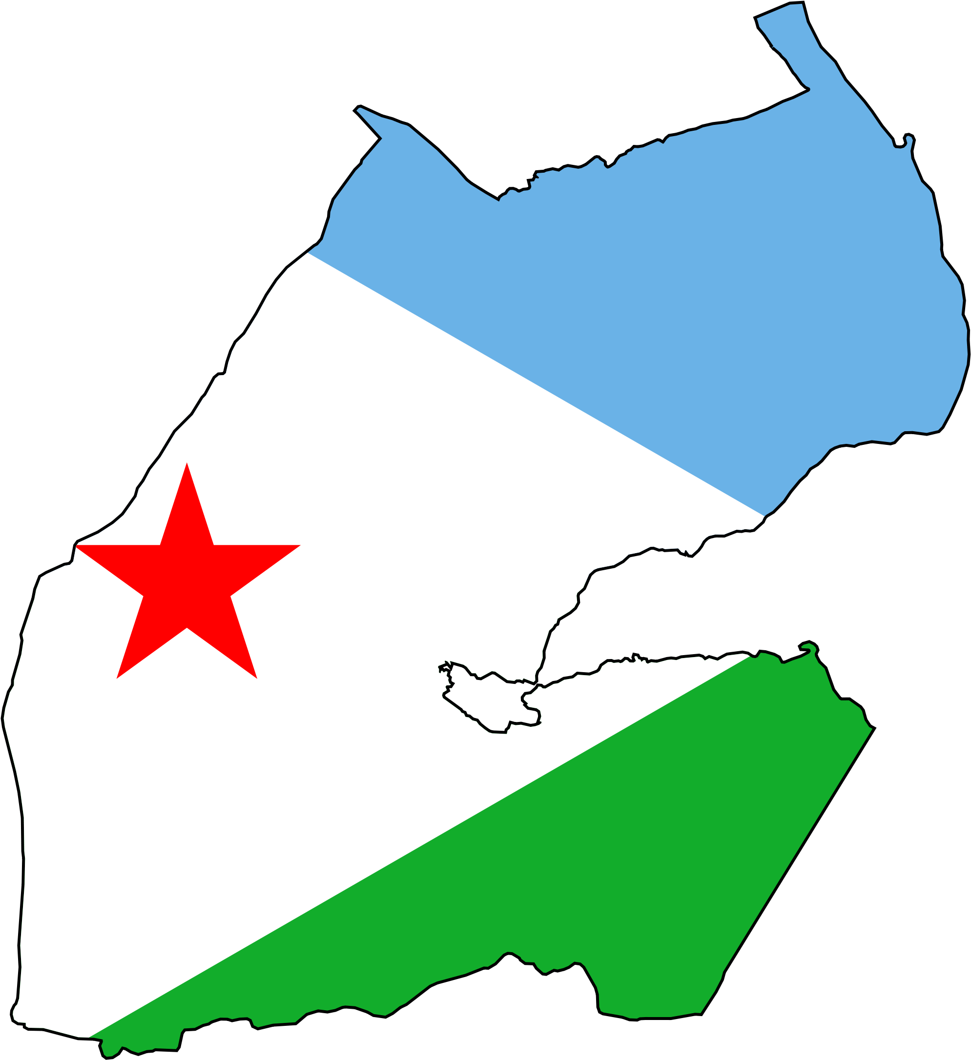 Map Flag Clipart Student - Map Of Djibouti - Png Download (2048x2236), Png Download