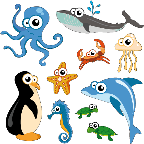 Animaux Marins - Drawing Clipart (600x600), Png Download