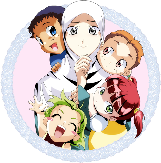 Islam Drawing Boy - My Family Anime Muslim Clipart (602x642), Png Download