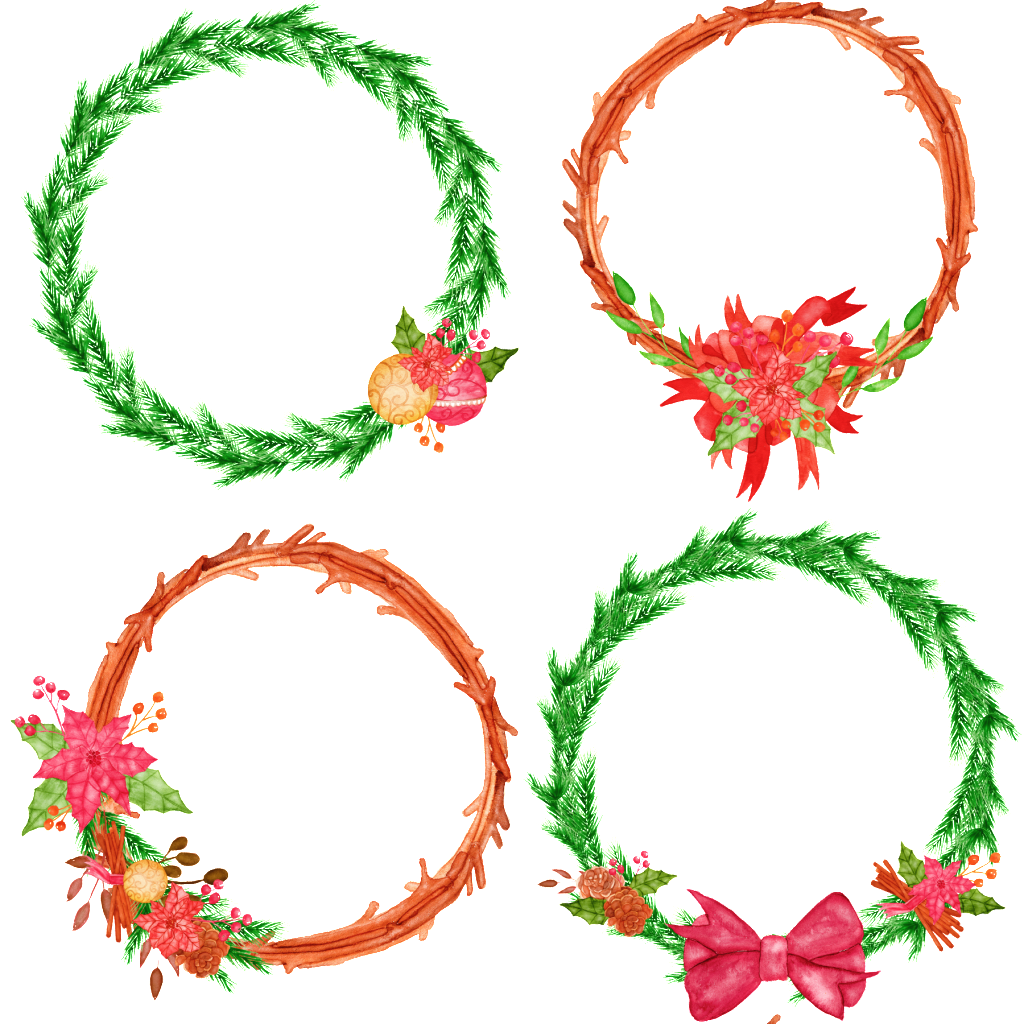 Hand Painted Is A Garland Png Transparent - Wreath Clipart (1024x1024), Png Download