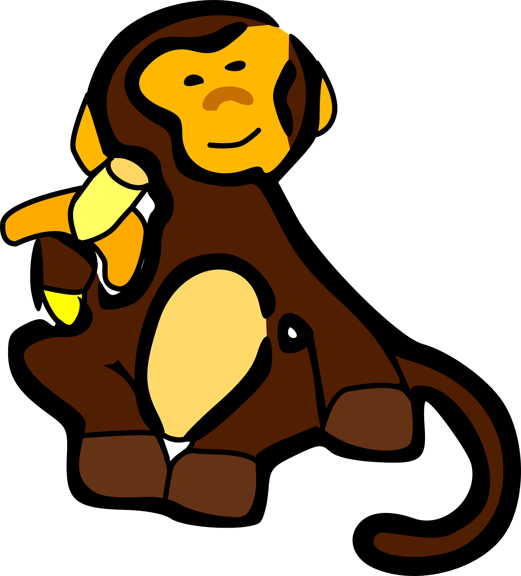 Cartoon Monkey Eating Banana Clipart (540x596), Png Download