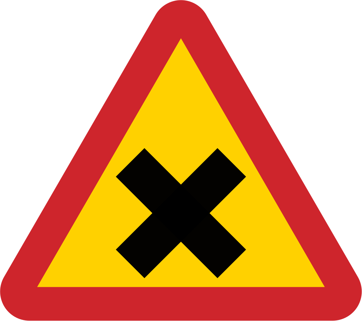 Sweden Road Sign A28 - Vaarallinen Risteys Liikennemerkki Clipart (1153x1024), Png Download