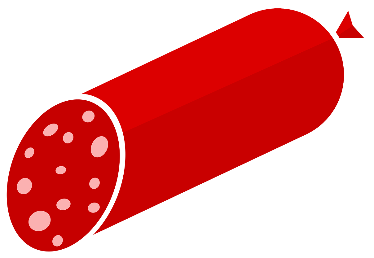 Sausage Salami Eat - Salami Vector Png Clipart (1280x1280), Png Download