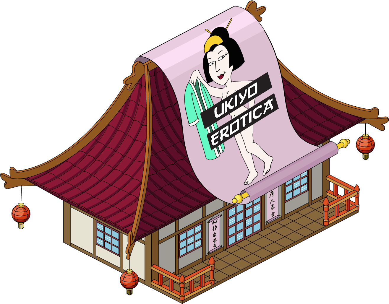 Ukiyo-erotica Print Shop - Cartoon Clipart (1323x1036), Png Download