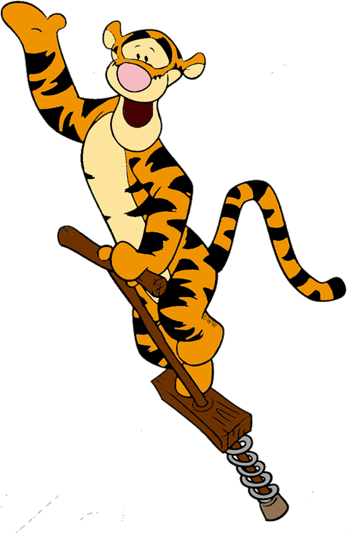 Bouncing - Tigger On A Pogo Stick Clipart (500x763), Png Download