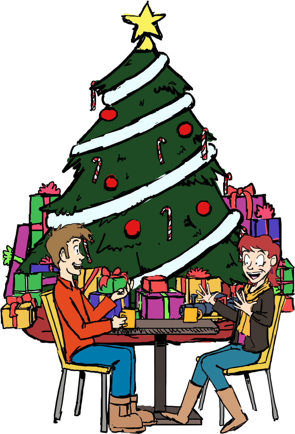 Christmastree And Cafe Seating - Christmas Tree Clipart (981x1422), Png Download