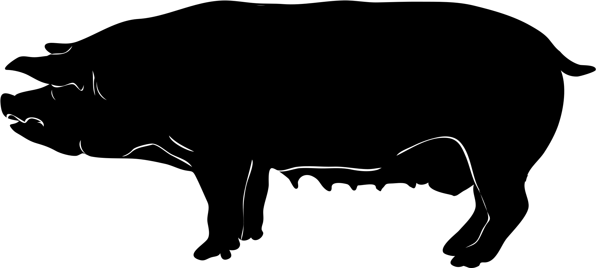 Filepig Silhouette - Pigs Silhouette Png Clipart (2000x935), Png Download