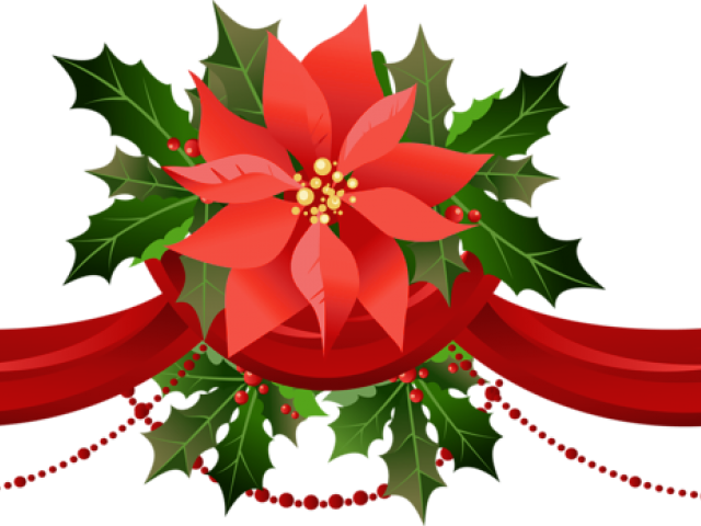 Garland Clipart - Poinsettia Garland Clip Art - Png Download (640x480), Png Download