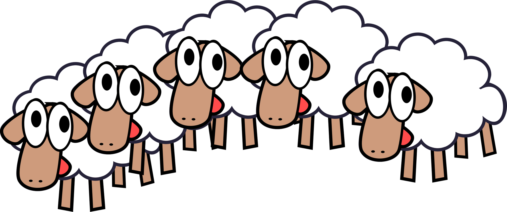 Group Of Sheep Clipart Amp Group Of Sheep Clip Art - Herd Of Sheep Cartoon - Png Download (1200x503), Png Download