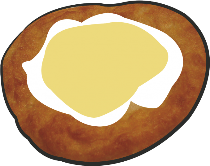 Lángos Is A Deep-fried Dough Served With Garlic, Sour - Lángos Emoji Clipart (701x600), Png Download