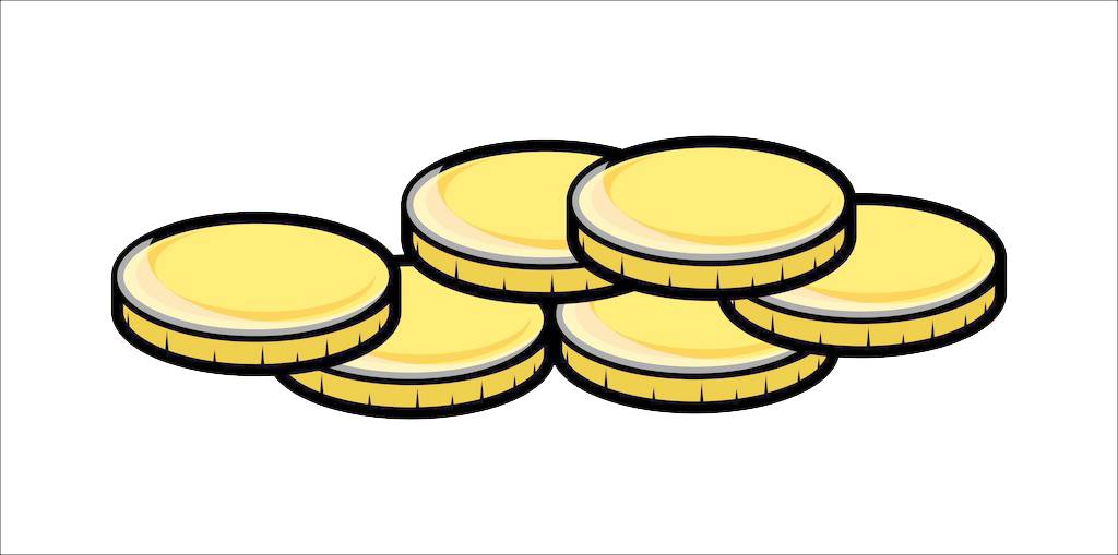 Png Transparent Library Cartoon Gold Coin Clip Art - Gold Coin Clipart Png (1024x509), Png Download