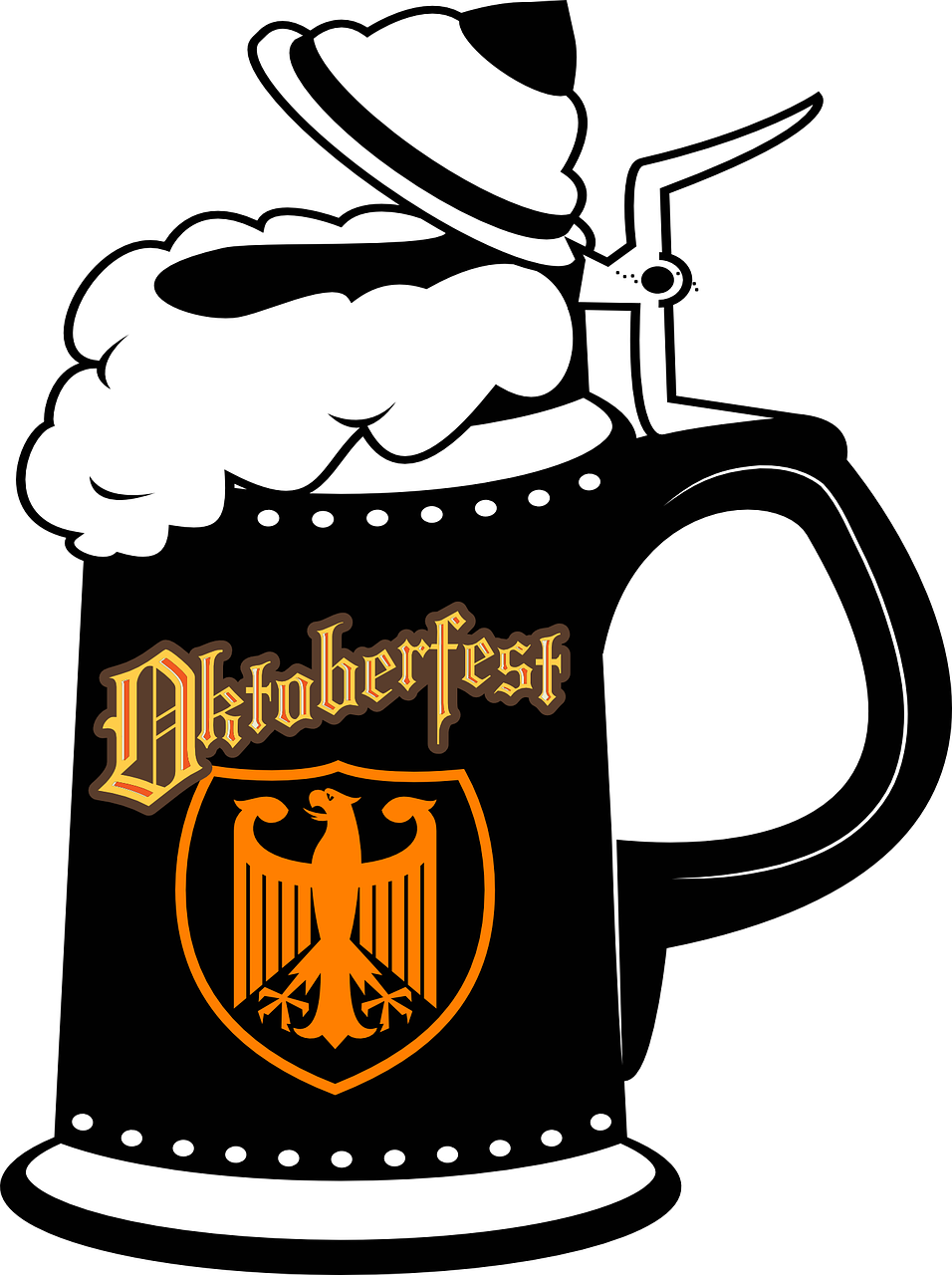 Germany, Beer, Oktoberfest, Alcohol, Fall - German Beer Stein Clip Art - Png Download (956x1280), Png Download