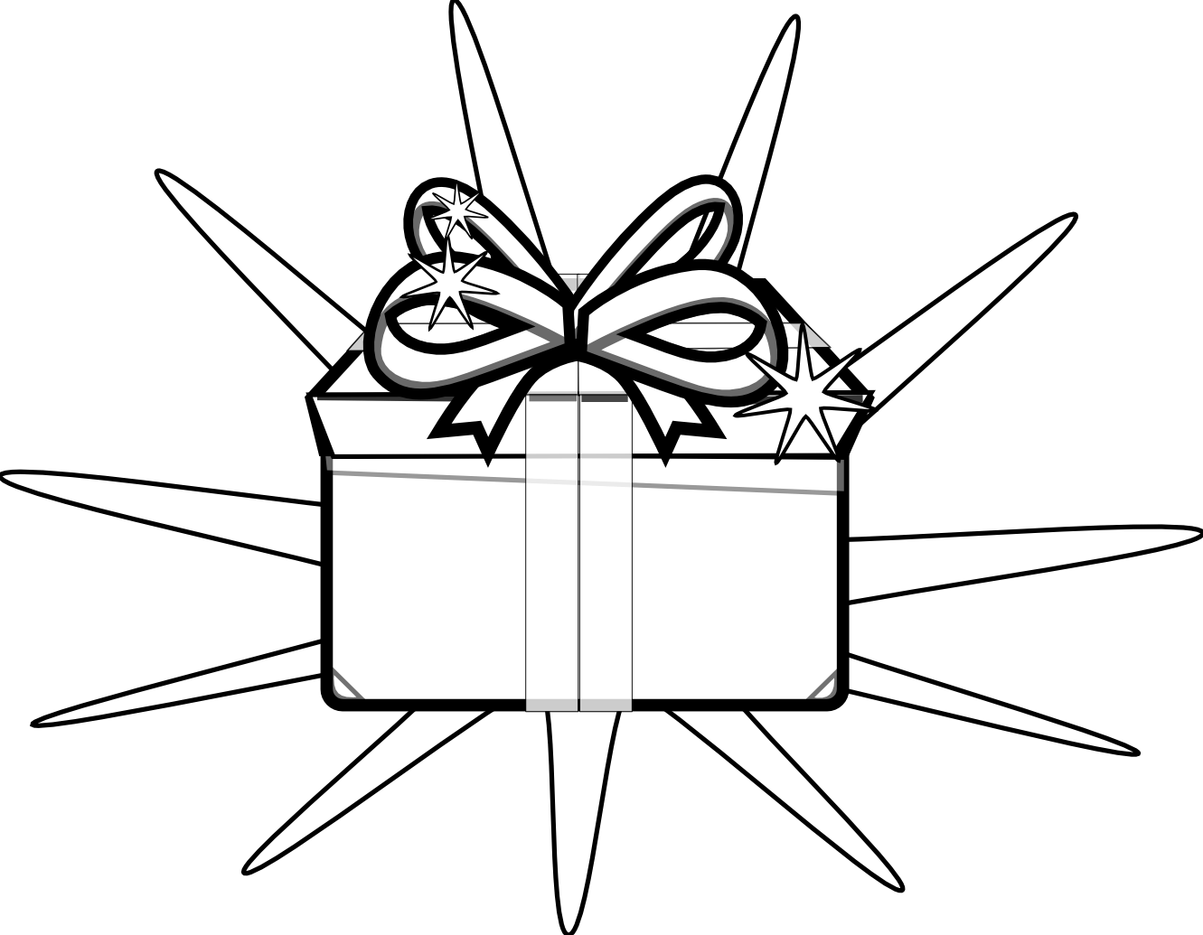 Gift Tag Clipart Black And White - Black And White Drawing Present - Png Download (1331x1035), Png Download