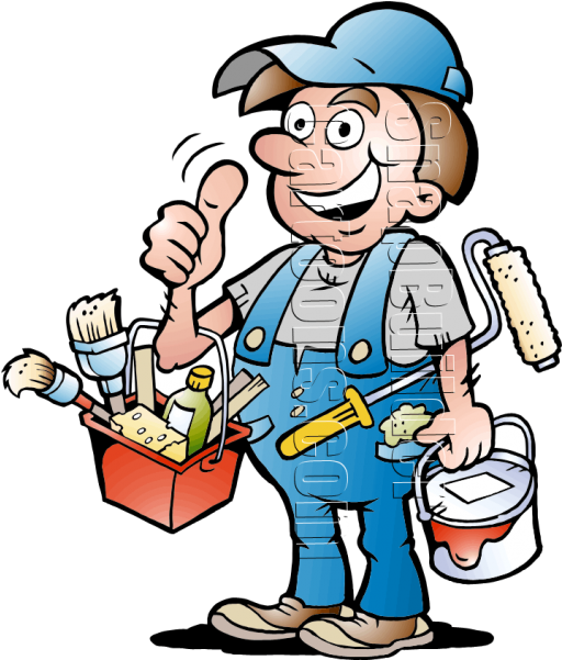 Painter With Painting Supplies - Painter Handyman Clipart (600x600), Png Download