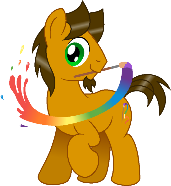 Paint Brushes With Paint On Them - Pony With Paint Brush Clipart (900x884), Png Download