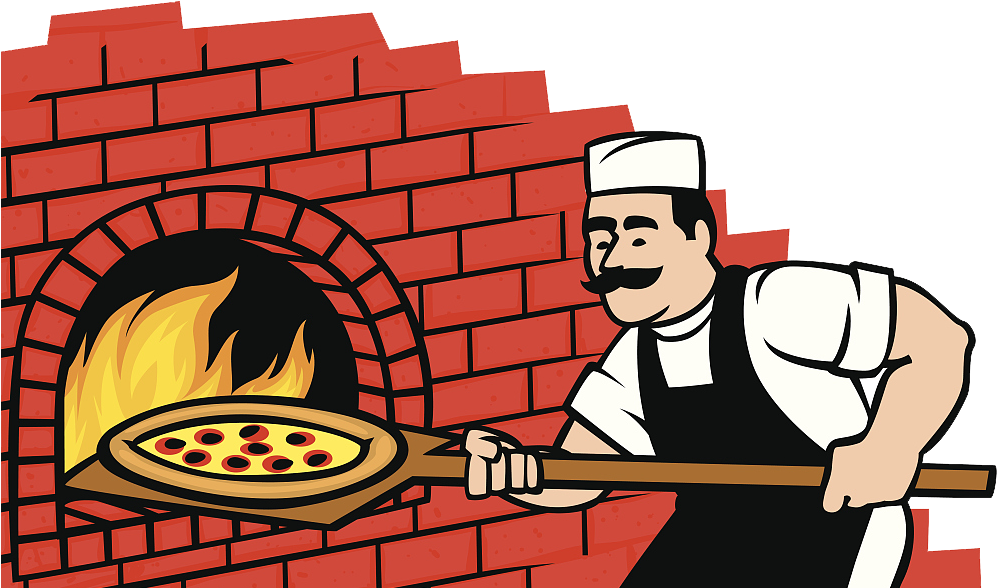 Jpg Freeuse Library Pizza Italian Cuisine Wood - Brick Pizza Oven Cartoon Clipart (1024x639), Png Download