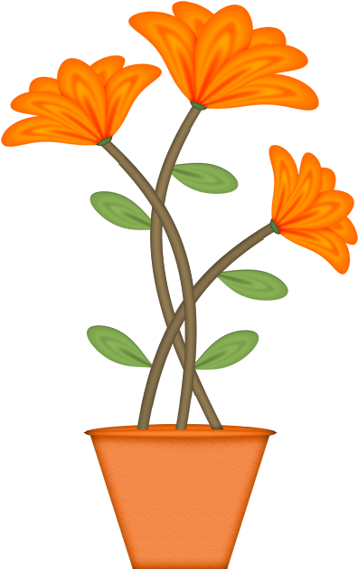 Potted Flowers Potted Plants, Potted Flowers, Flower - Flower Clipart (563x684), Png Download