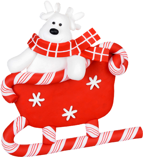 Christmas Snow Reindeer And Candy Cane Sleigh Clip - Christmas Day - Png Download (600x600), Png Download