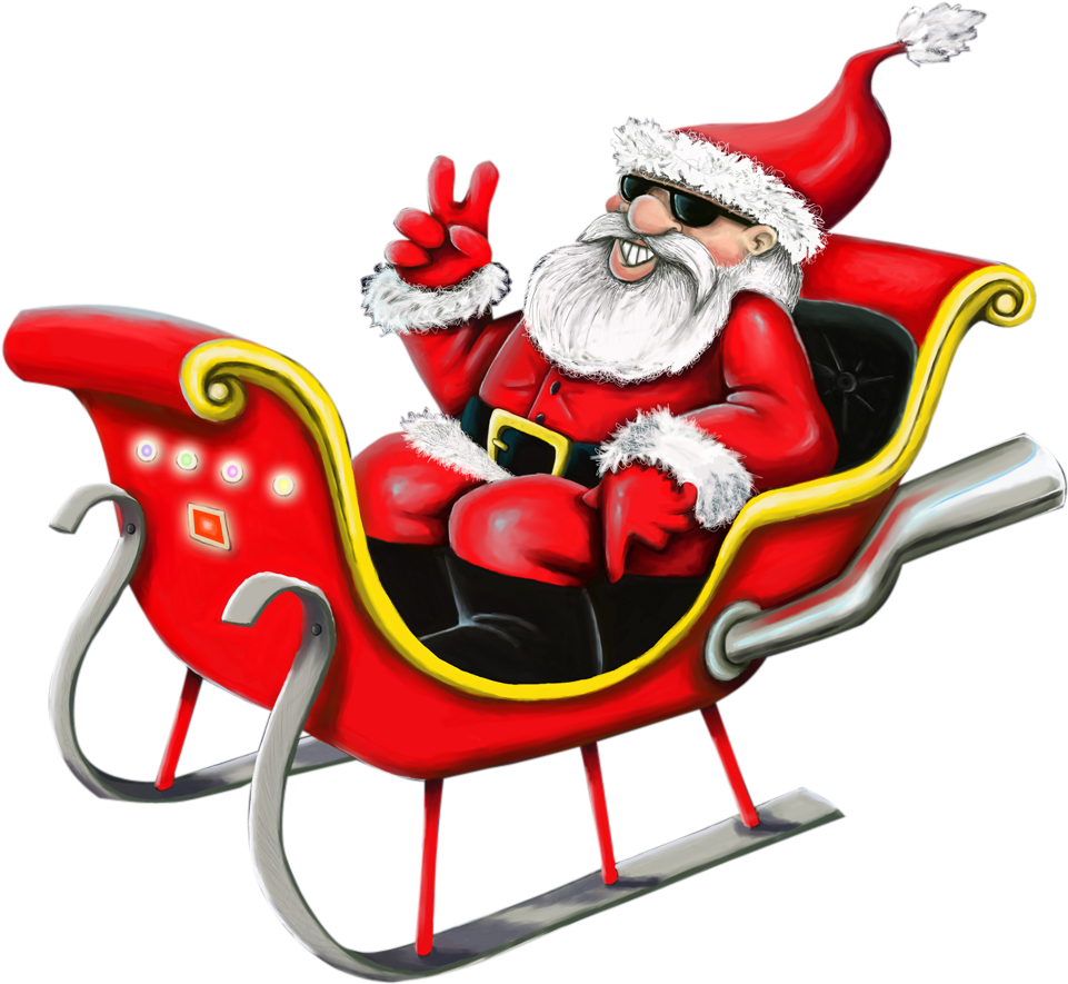 Santa - Cool Santa In Sleigh Clipart - Full Size Clipart (#149356