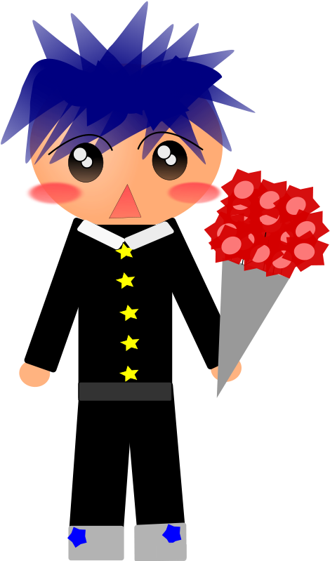 Flower Bouquet Drawing Cartoon Boy - Clip Art - Png Download (441x750), Png Download