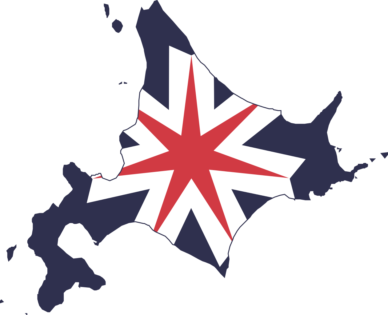 Flag Map Of Hokkaido Prefecture - Japan Prefectures Flag Map Clipart (1261x1024), Png Download