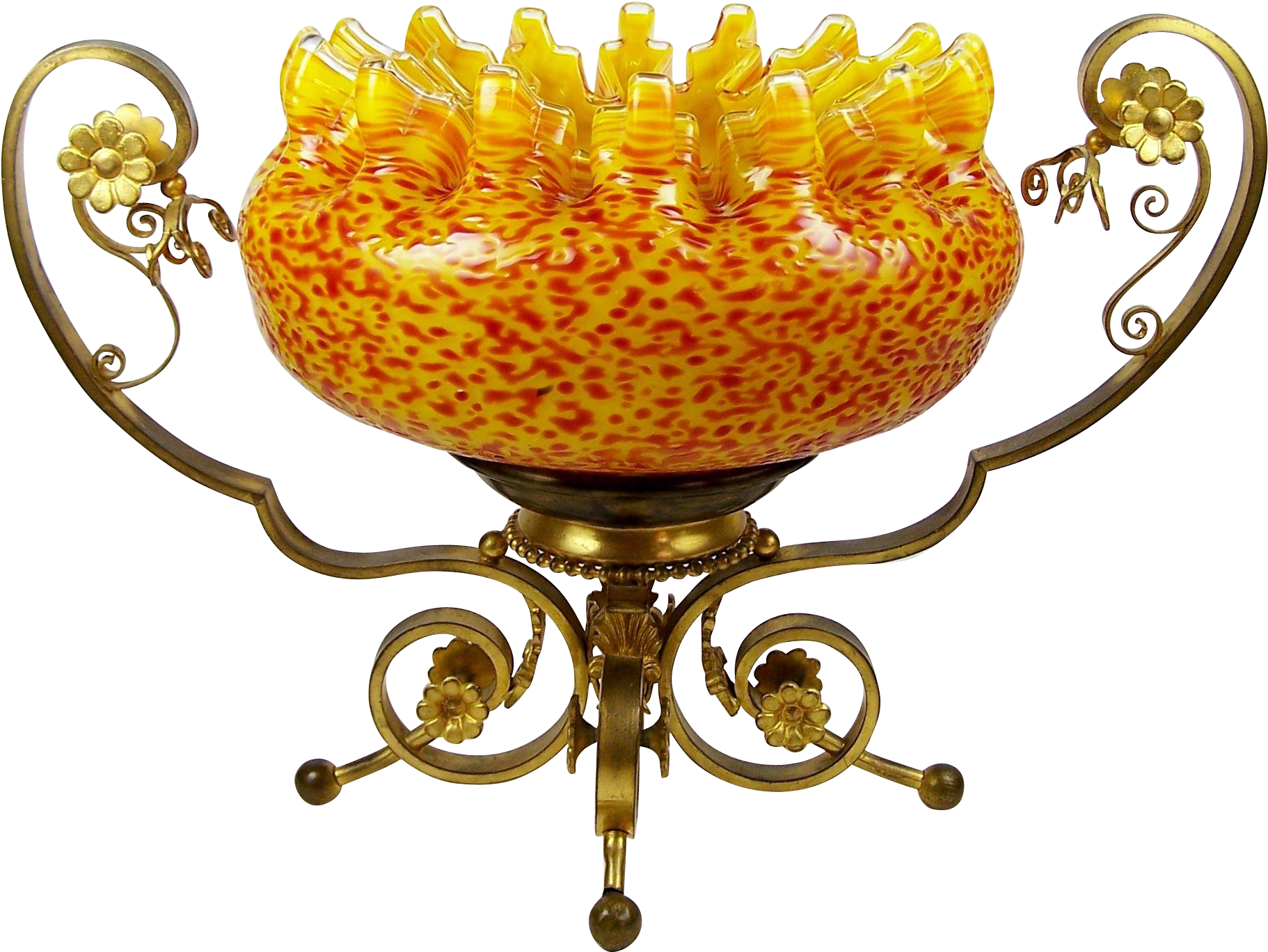 Brides Bowl With Gilt Brass Stand And Frit Glass Bowl - Bowl Clipart (1821x1821), Png Download