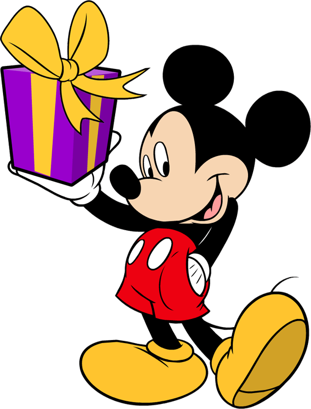 Mickey Mouse Clubhouse Party, Mickey Mouse Clubhouse - Mickey Mouse With Gift Clipart (608x800), Png Download