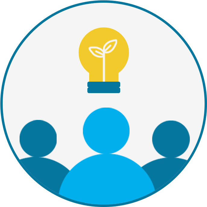 Three People Icons With A Lightbulb Above Them Inside - Incandescent Light Bulb Clipart (720x720), Png Download