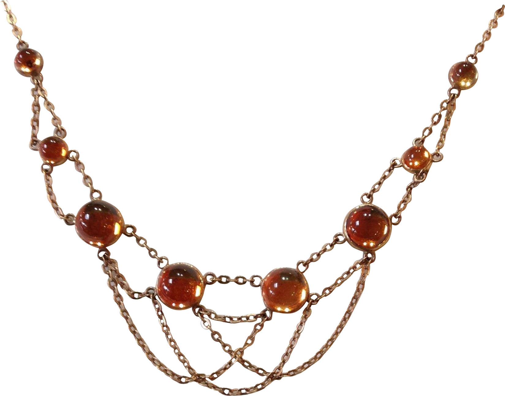 Antique Citrine Draped Chain Festoon Necklace 14k Clipart (1648x1648), Png Download