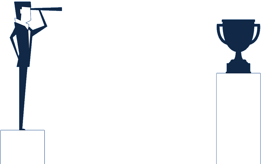 Man Looking Through Telescope At Trophy Sitting On - Man Clipart (1049x659), Png Download