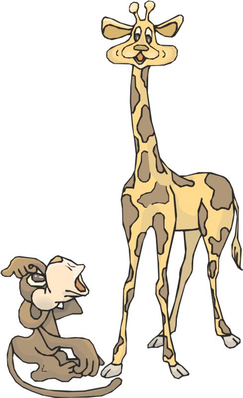Giraffe Clipart Giraffe Reindeer Gold - Animated Monkey And Giraffe - Png Download (800x800), Png Download