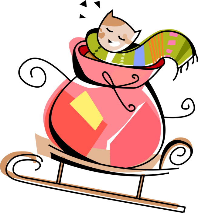 Sleigh Clipart Toy - Illustration - Png Download (652x700), Png Download