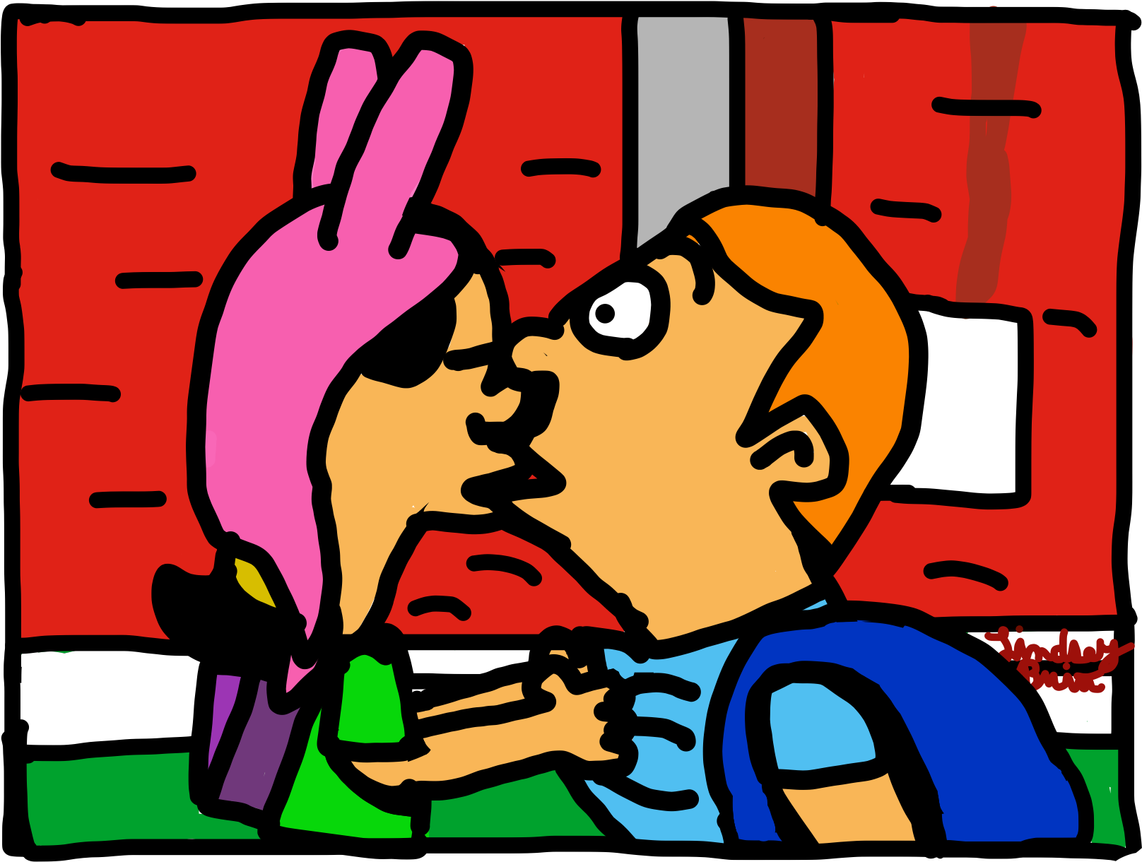 Roust And Louise Kiss - Fan Art Clipart (2048x1536), Png Download