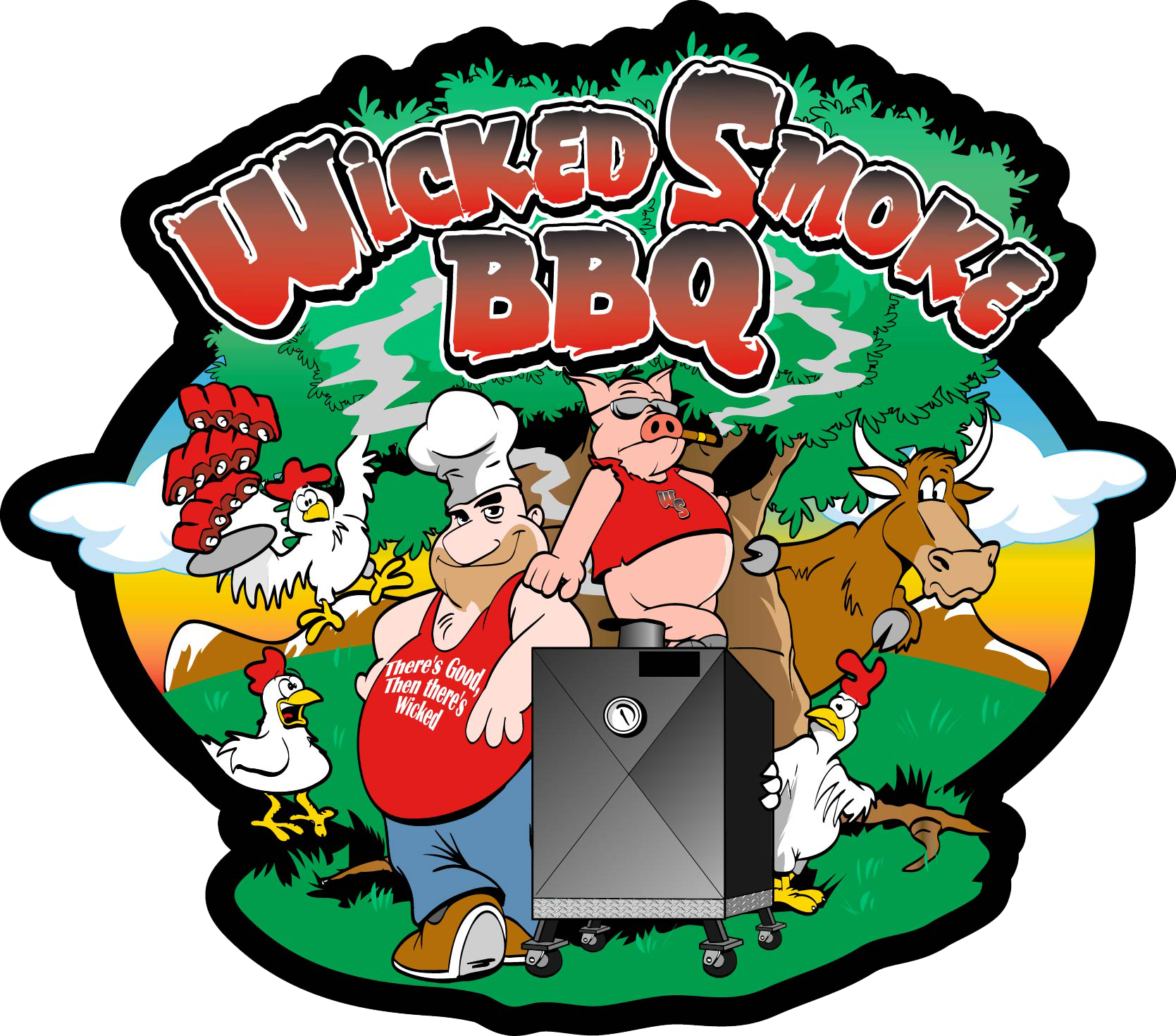 Wicked Smoke Bbq Company - Wicked Smoke Bar B Que Clipart (1669x1471), Png Download