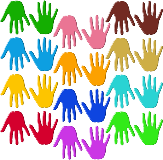 Multi Coloured Handprints Clipart (700x825), Png Download