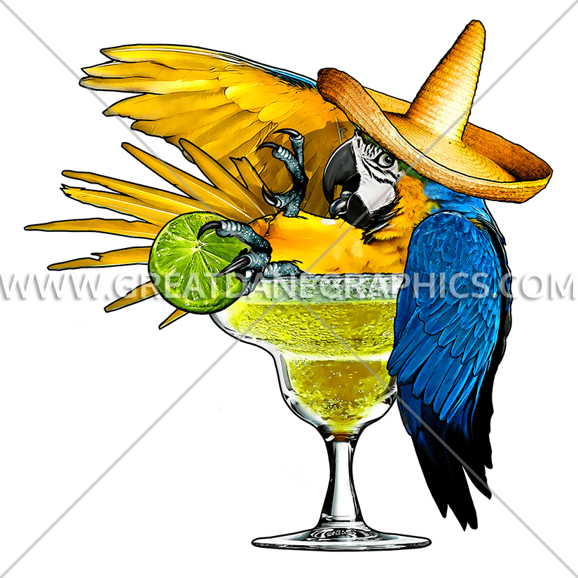Margarita Production Ready Artwork For T Shirt - Parrot In Margarita Glass Clipart (825x825), Png Download