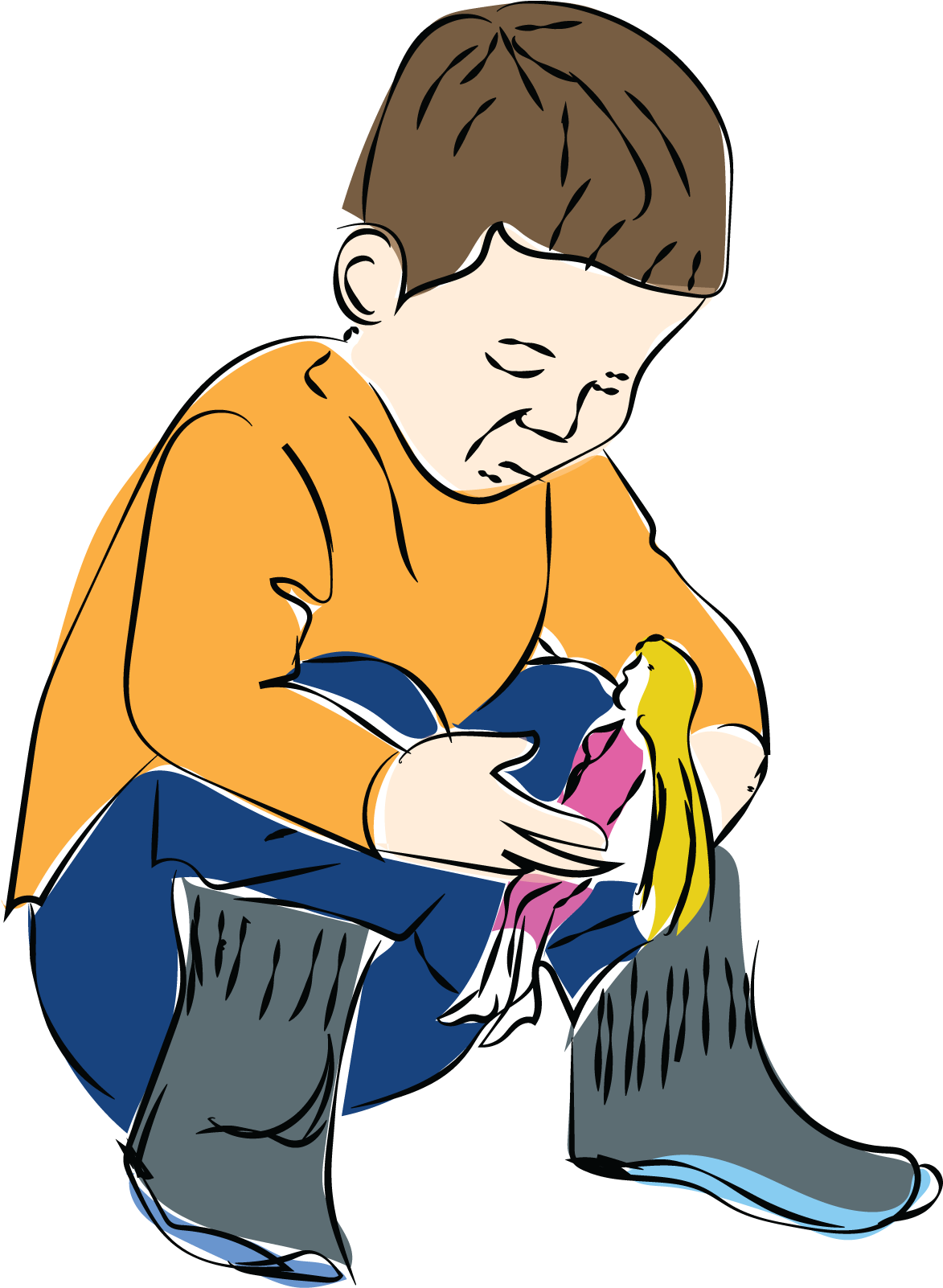 A Boy And His Barbie Against The World Eventually - Boy Playing Barbie Clipart (1539x1767), Png Download