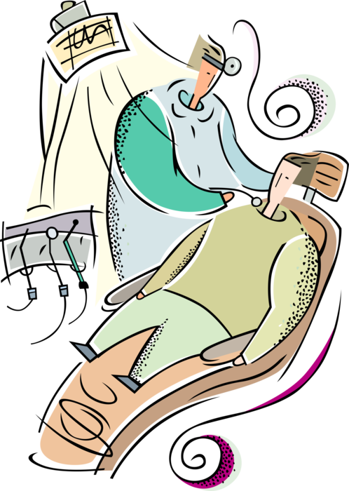Vector Illustration Of Dentist Performs Dental Procedures - Orthodontist Clip Art - Png Download (498x700), Png Download