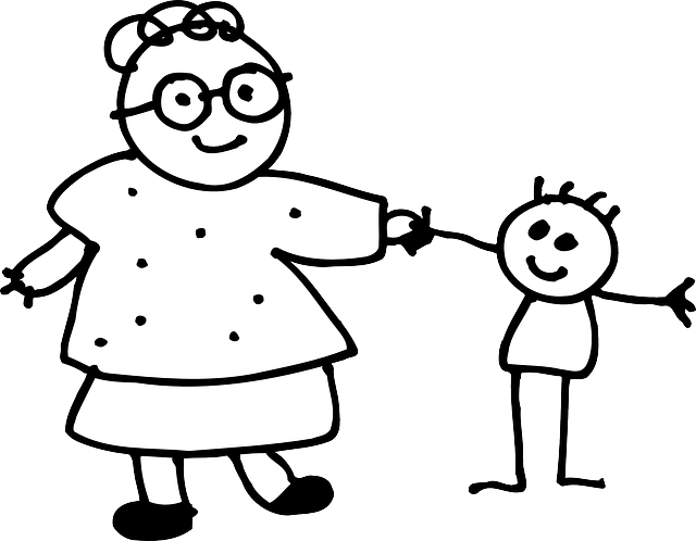 Grandma - Hold Hands Clipart Black And White - Png Download (640x498), Png Download