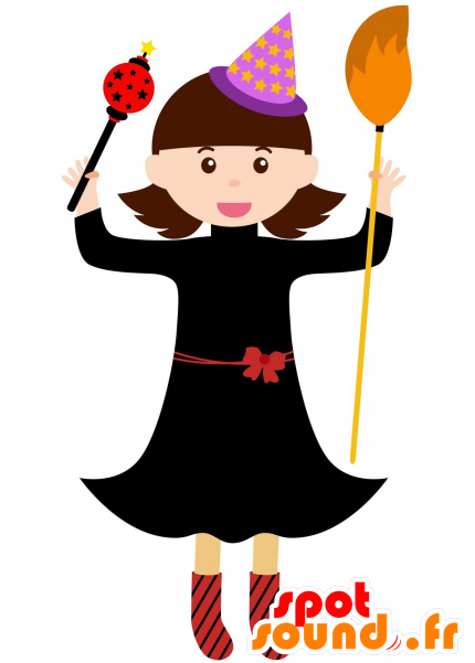 Witch Mascot With A Black Dress - New Spotsound Masot Yuru-chara Gunken-kun Square Dog Clipart (600x600), Png Download