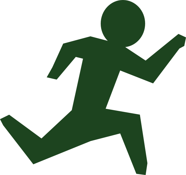 Black Running Man Cartoon Clipart (600x564), Png Download
