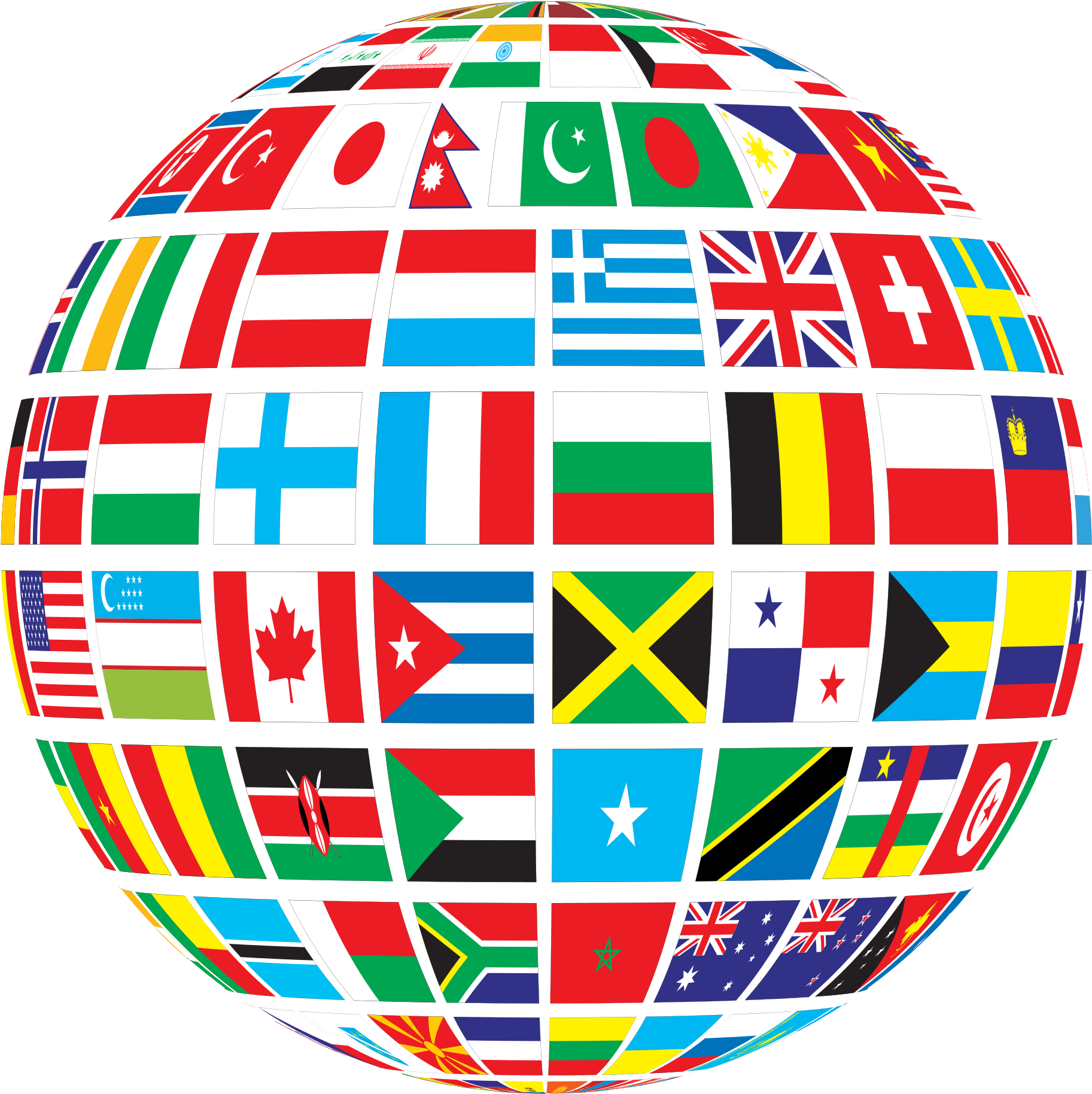 Open - Globe Flags Of The World Clipart (2000x1957), Png Download