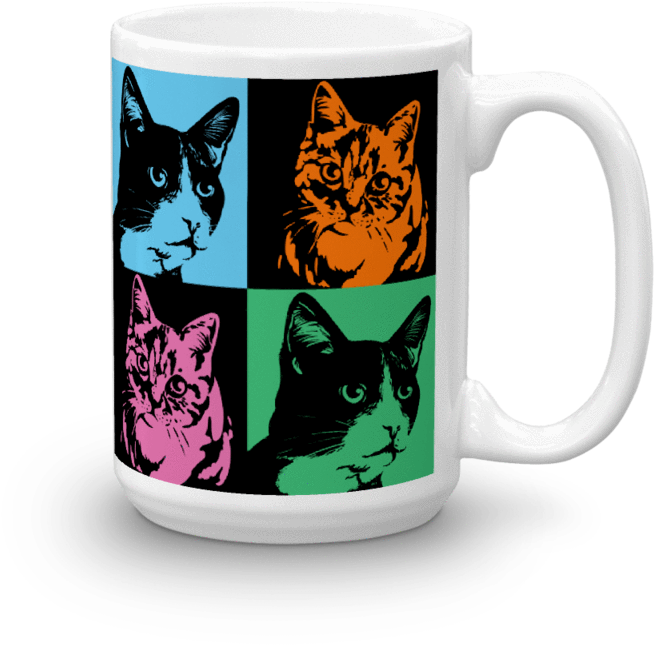 Pop Art Cat Mug - Mug Clipart (800x800), Png Download