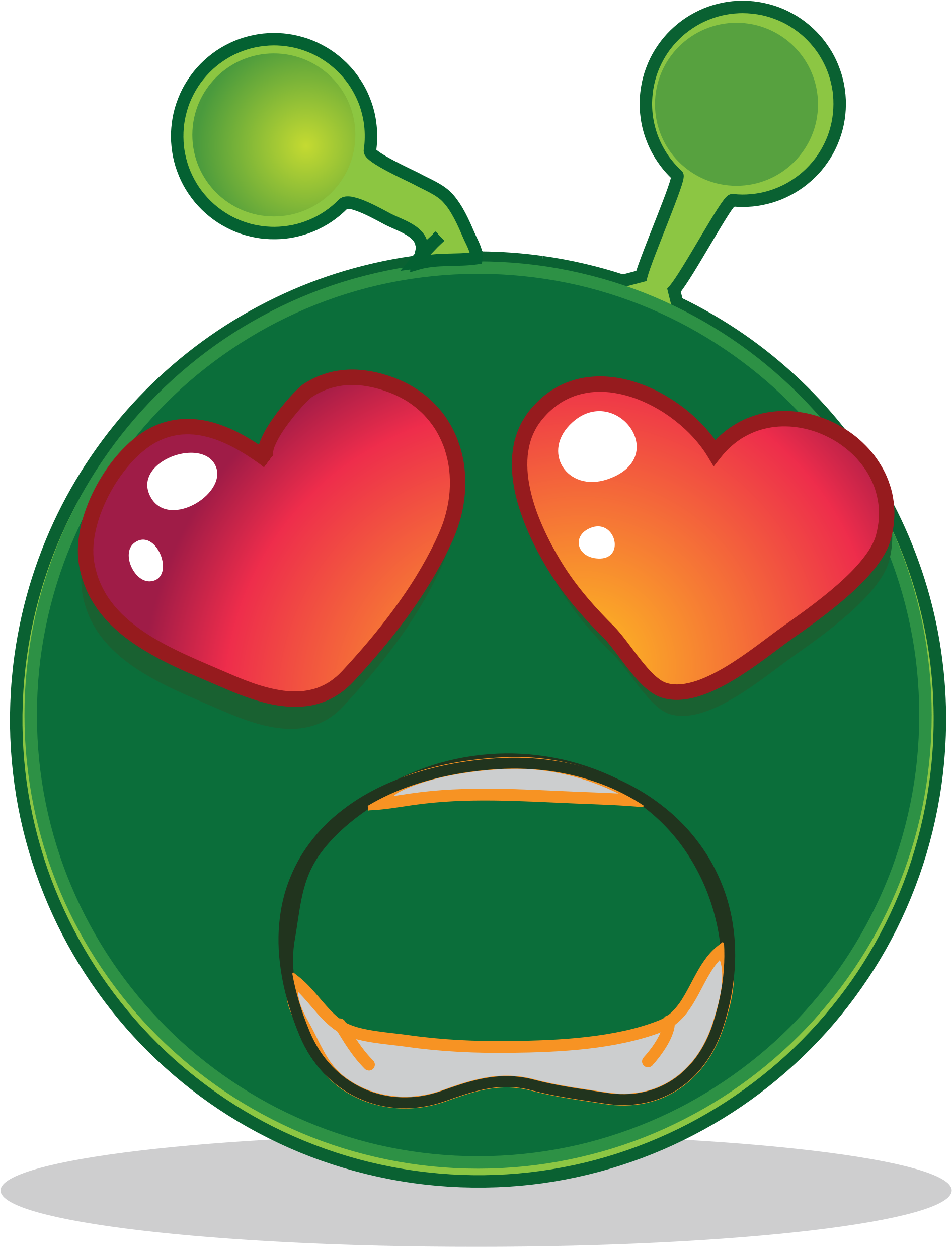 Green Alien - Surprised Love - Smiley Green Alien Big Eyes Png Clipart (1248x1600), Png Download