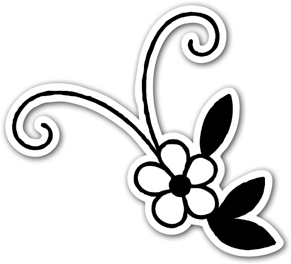 Cute Black And White Flower Sticker - Imagens De Flor Em Preto E Branco Clipart (600x545), Png Download