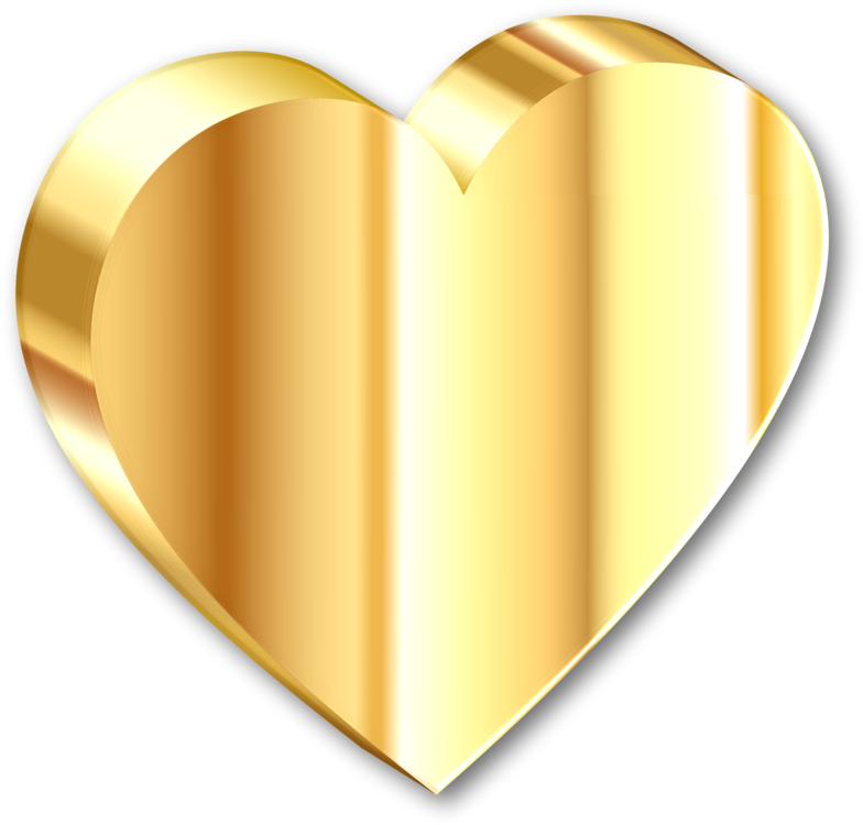 Drop Shadow Computer Icons Heart Gold - Gold Heart Icon Png Clipart (784x750), Png Download